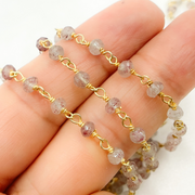 Strawberry Quartz Gold Plated Wire Chain